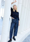 Sable Check Funnel Neck Knit