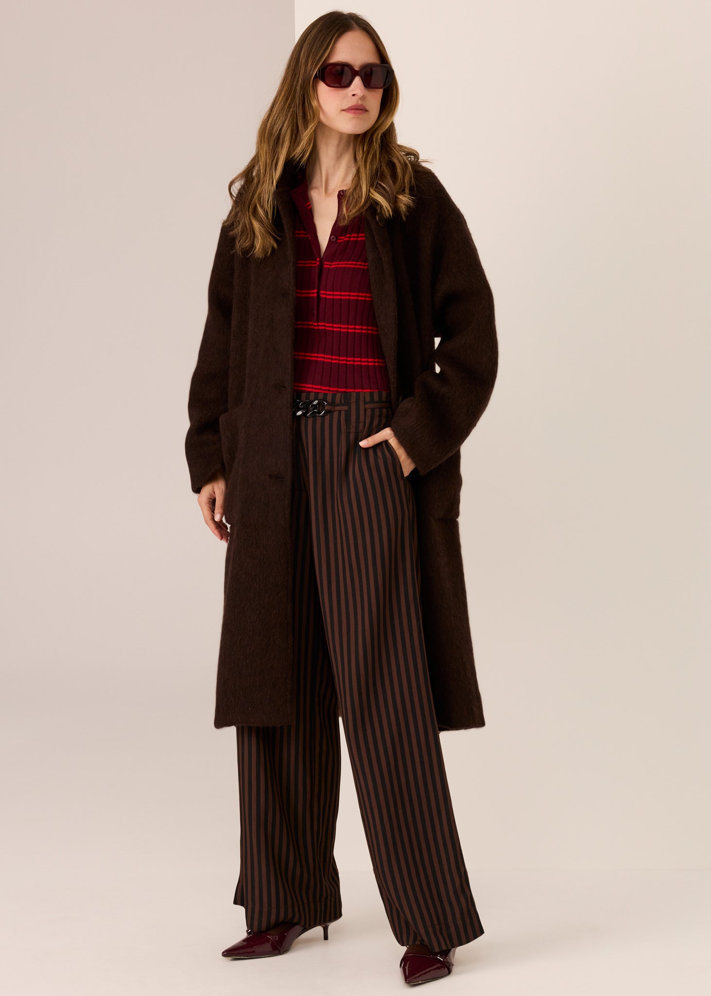 Geelong Wool Long Coat かじまり lor Long wool coat, dark grey
